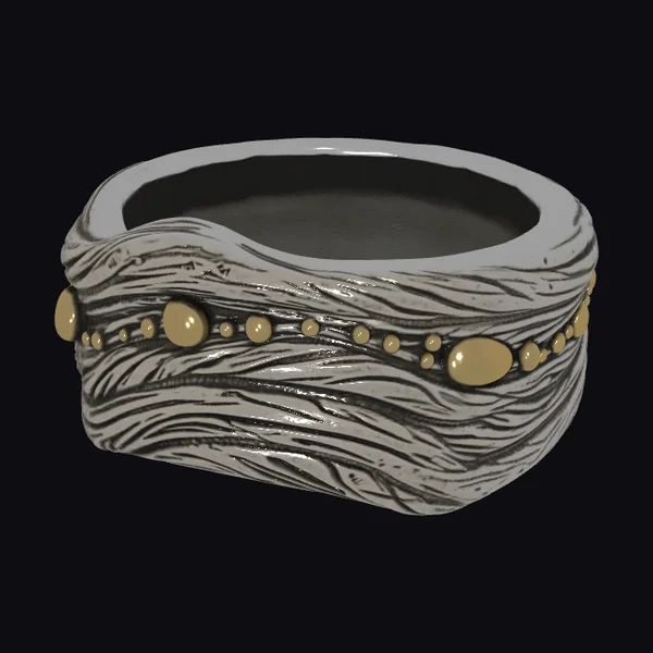 Gold Pebble River Ring