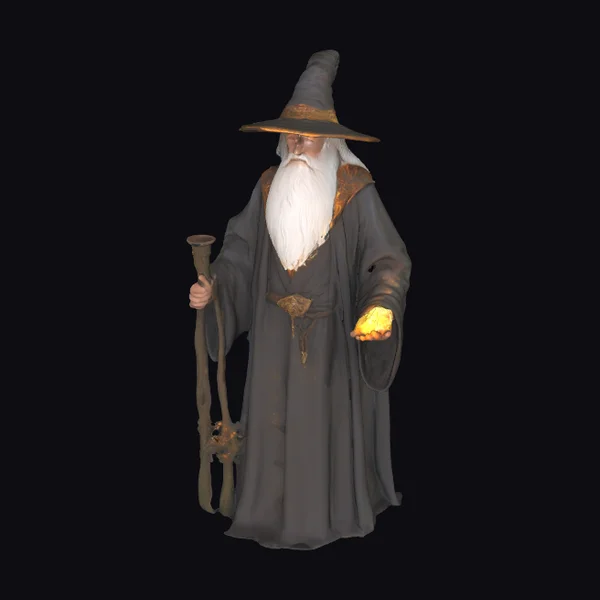 Ancient Wizard with Flame