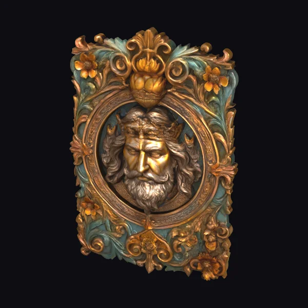 Golden King Head Relief