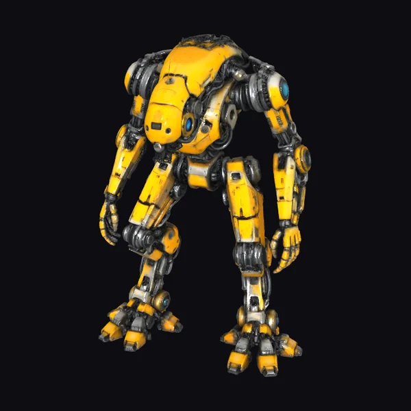 Yellow Robotic Mech Worker