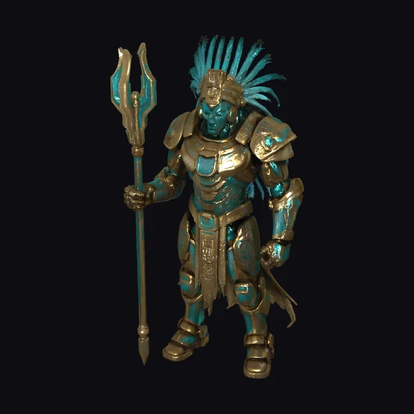 Ancient Aztec Warrior Statue