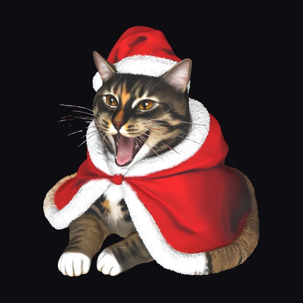 Yawning Santa Cat