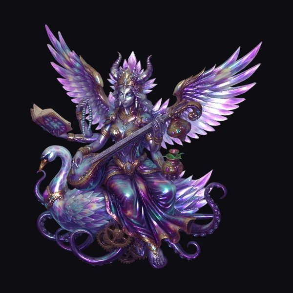 Iridescent Winged Lute Maiden