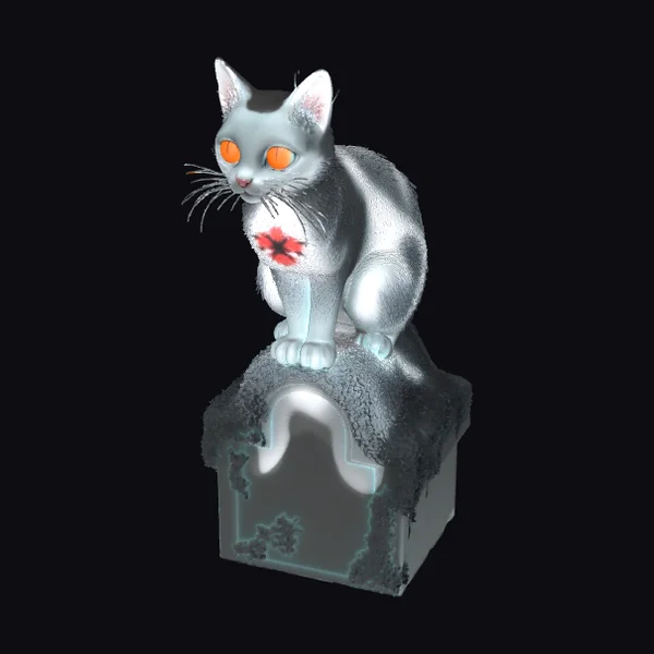 Ghost Cat on Tombstone