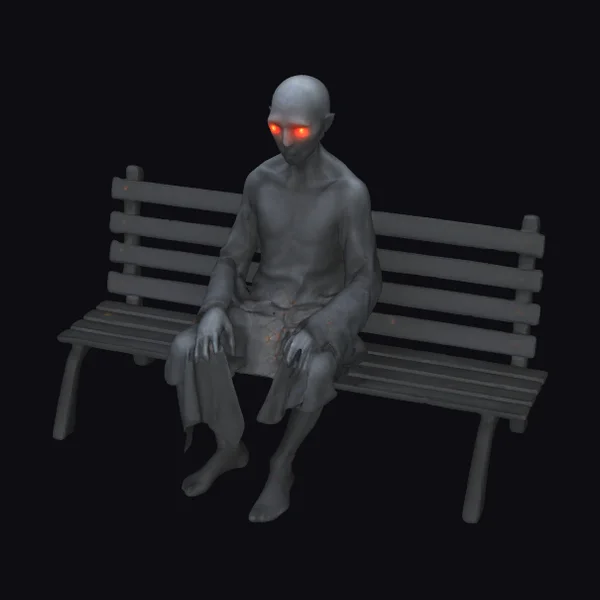 Gaunt Figure on Bench