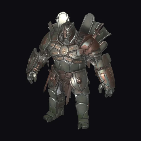 Armored Warrior with Shields