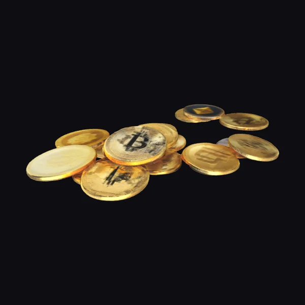 Golden Crypto Coins Pile