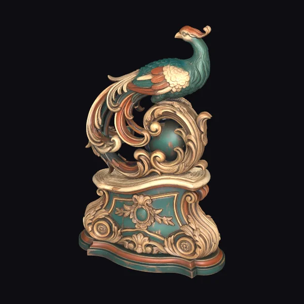 Peacock on Ornate Pedestal