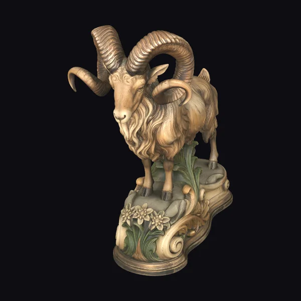 Golden Horned Ram Statue
