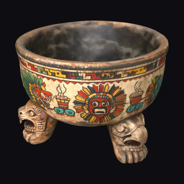 Aztec Sun Serpent Bowl