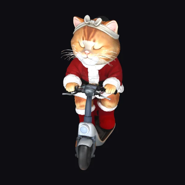 Santa Cat on Scooter