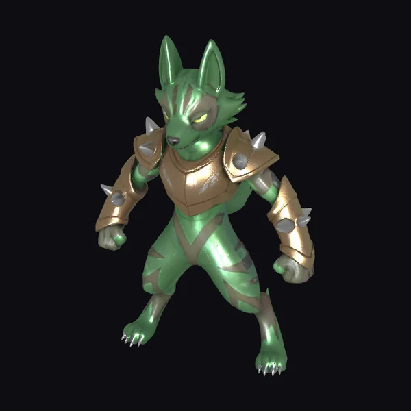 Green Armored Wolf Creature