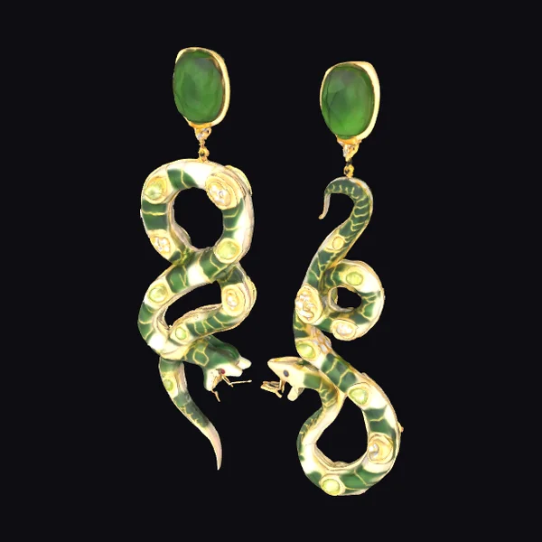 Emerald Snake Earrings