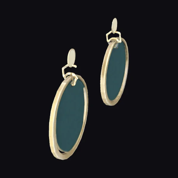 Oval Earrings with Gold