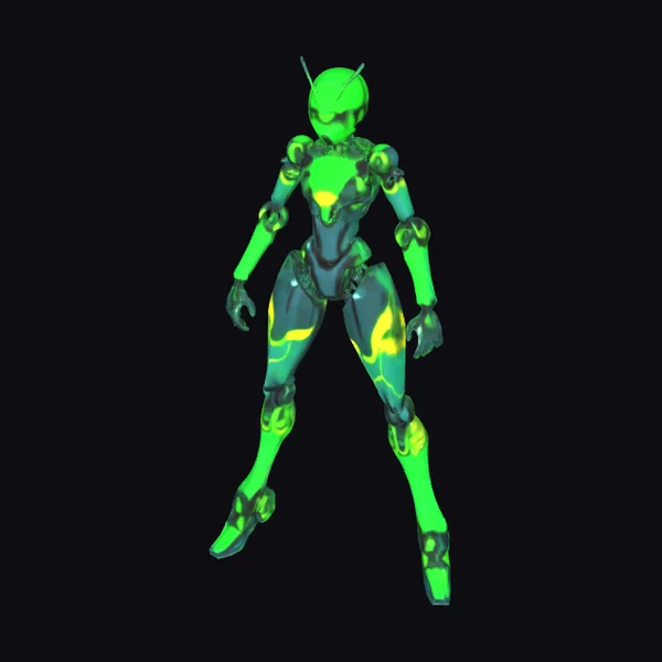Green Cyborg Female Warrior