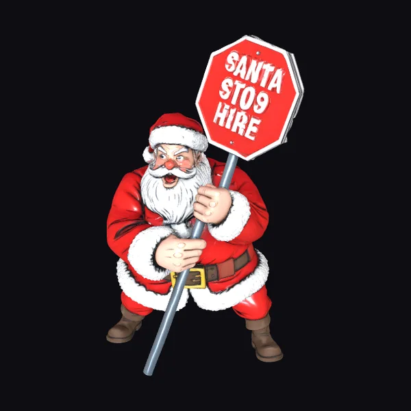 Santa Holding Stop Sign