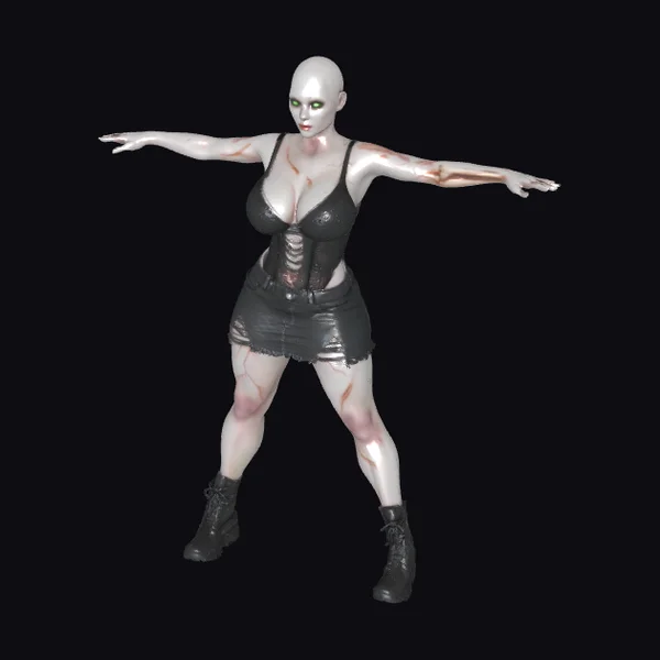 Bald Shredded Female Zombie