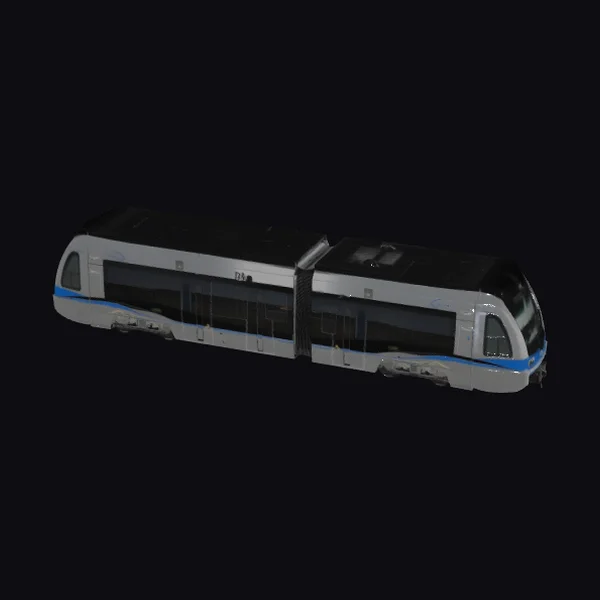 Silver Light Rail Train