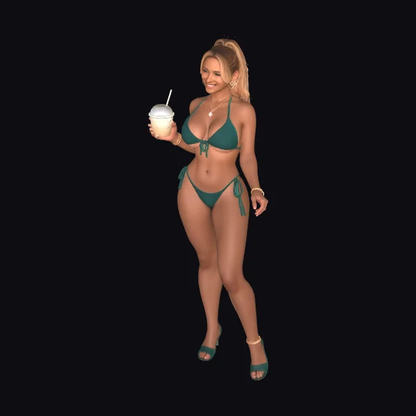 Woman in Green Bikini