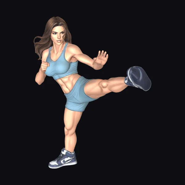 Karate Woman with Basket