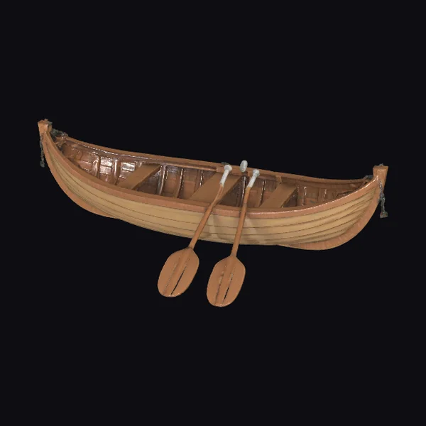 Wooden Canoe with Oars