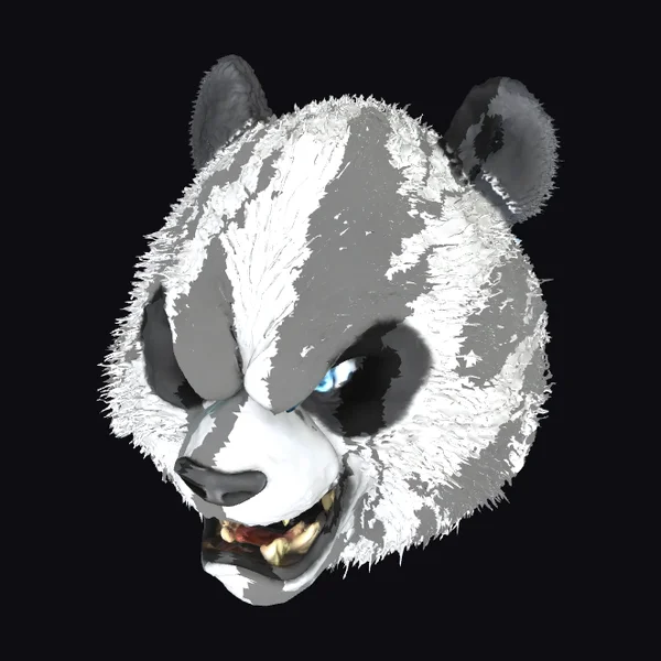 Angry Panda Bear Head