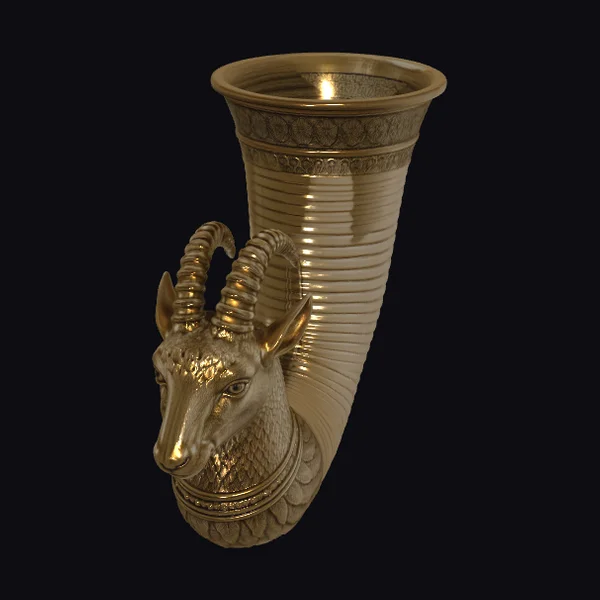 Golden Ram Horn Vase