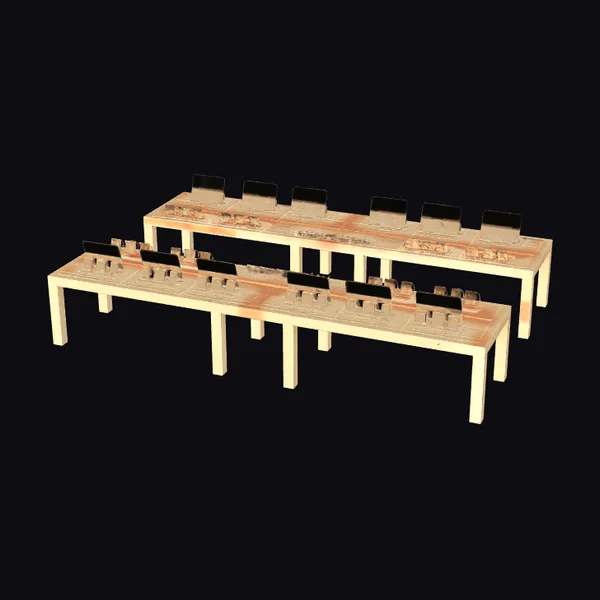 Wooden Apple Store Tables