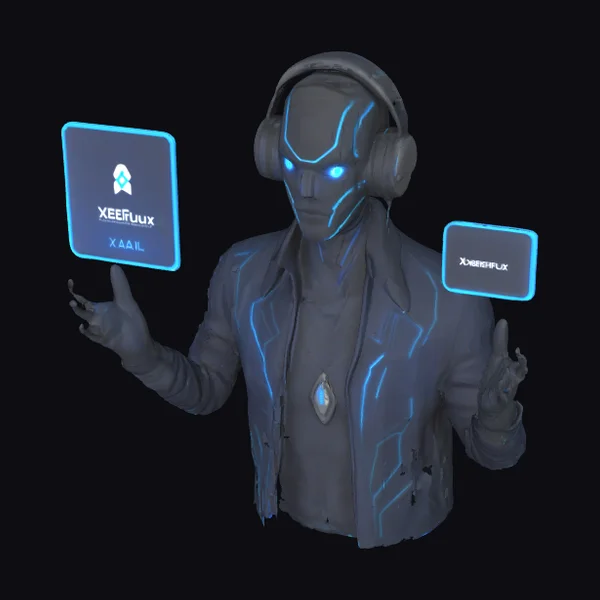 Cybernetic Figure with Headphones
