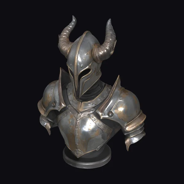 Horned Metal Armor Bust