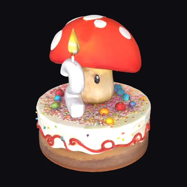 Cartoon Mushroom Cake Topper