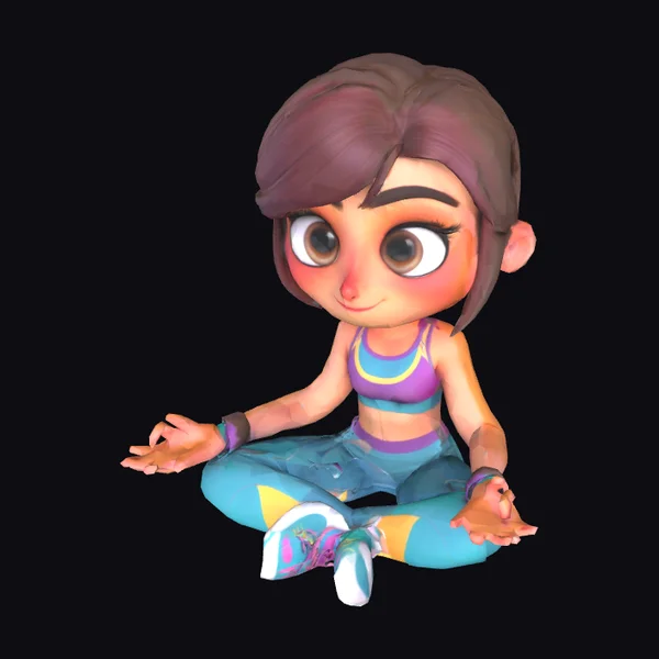 Cartoon Yoga Girl