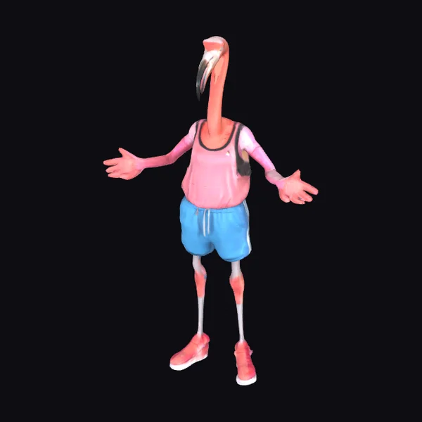 Anthropomorphic Flamingo Athlete