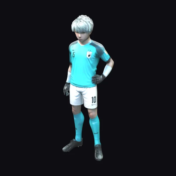 Soccer Player in Blue