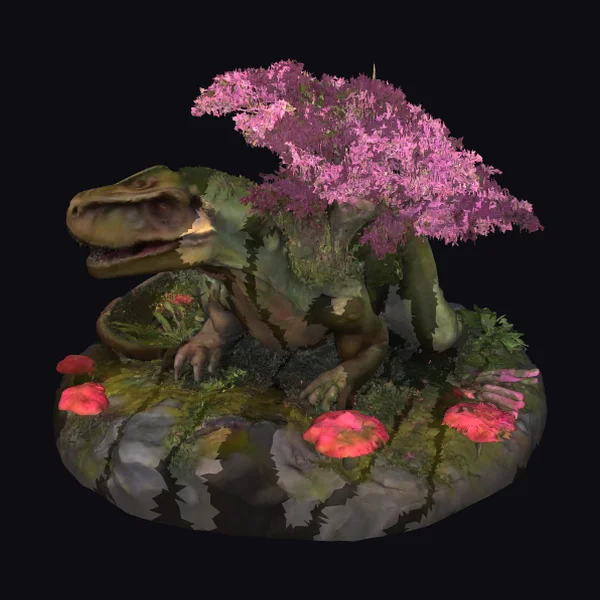 Dino with Pink Tree