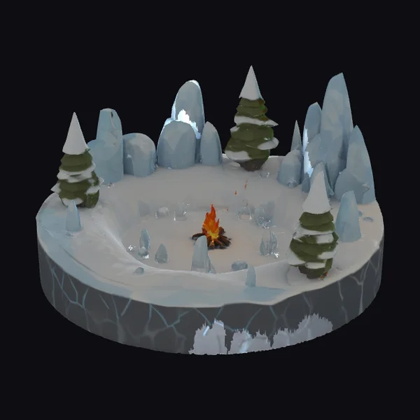 Frozen Campfire Scene