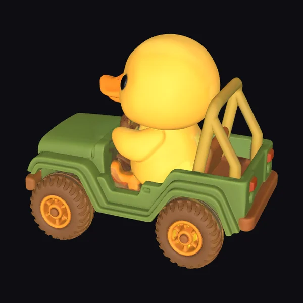 Duck in Green Jeep