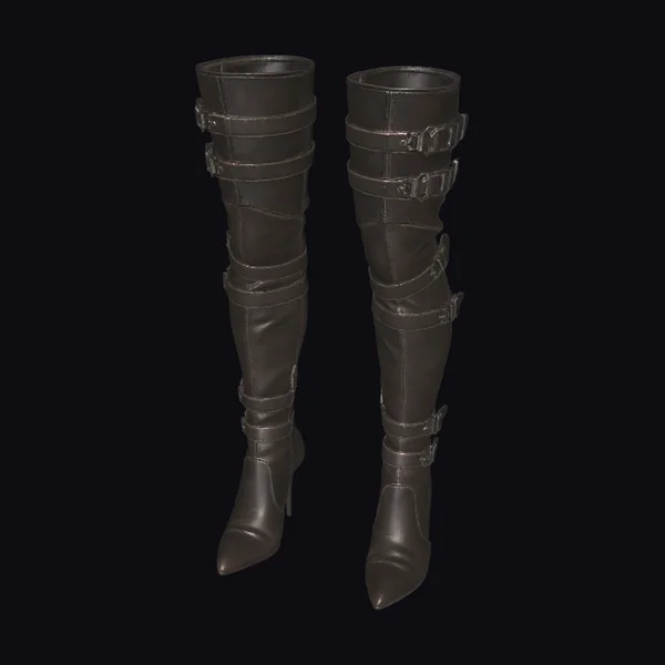 Buckled Leather Knee Boots