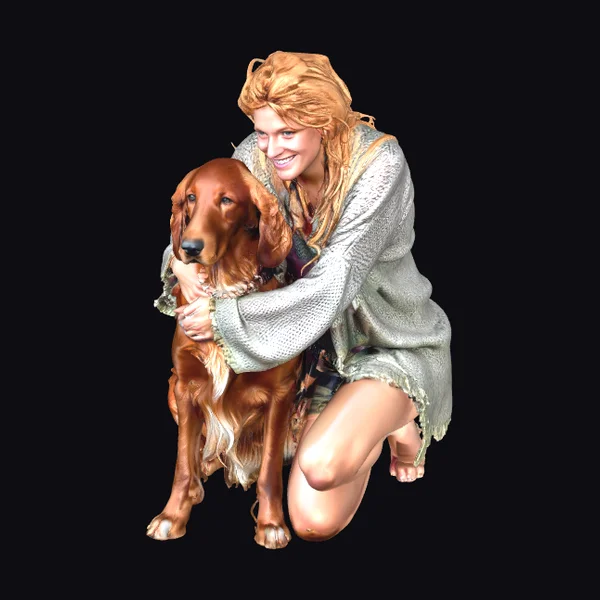 Woman Hugs Irish Setter