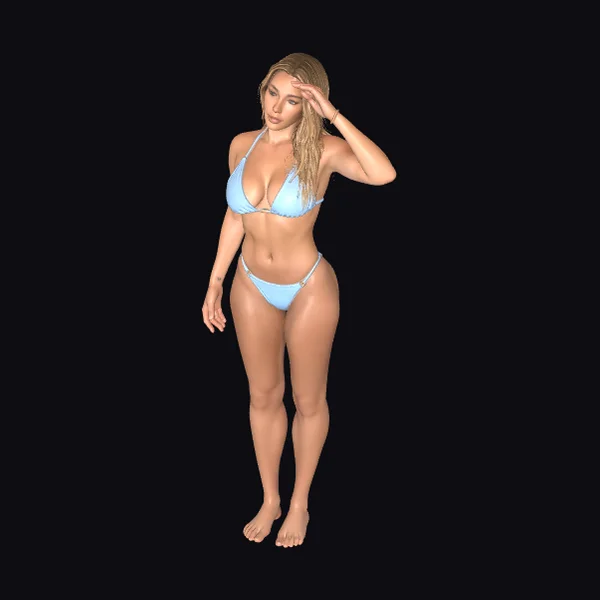 Woman in Azure Bikini