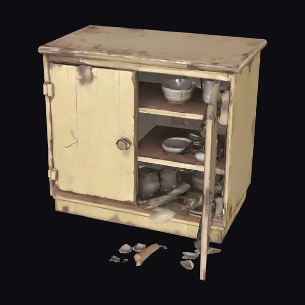 Old Damaged Kitchen Cabinet