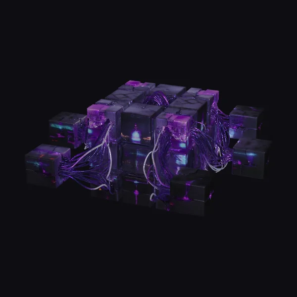 Glowing Purple Cube Network