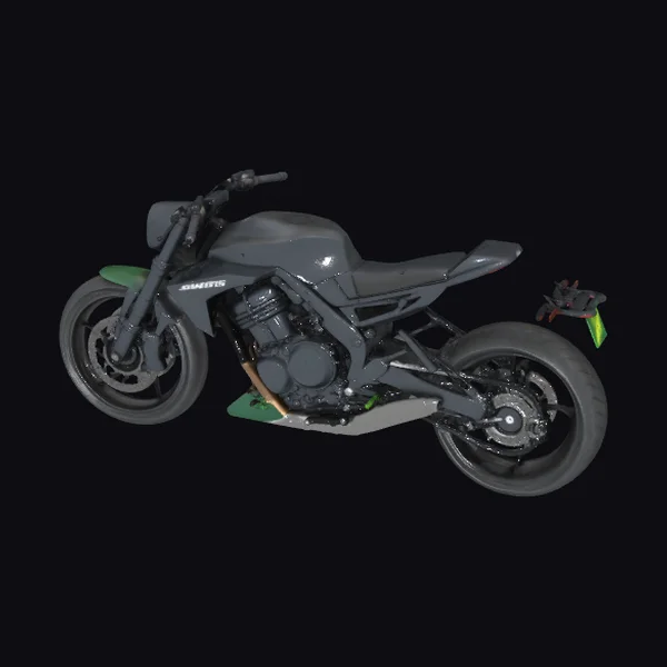 Motorcycle with Green Accents