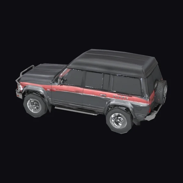 Black SUV with Red Stripe