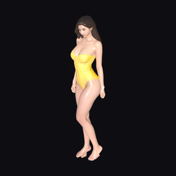 Woman in Yellow Bodysuit