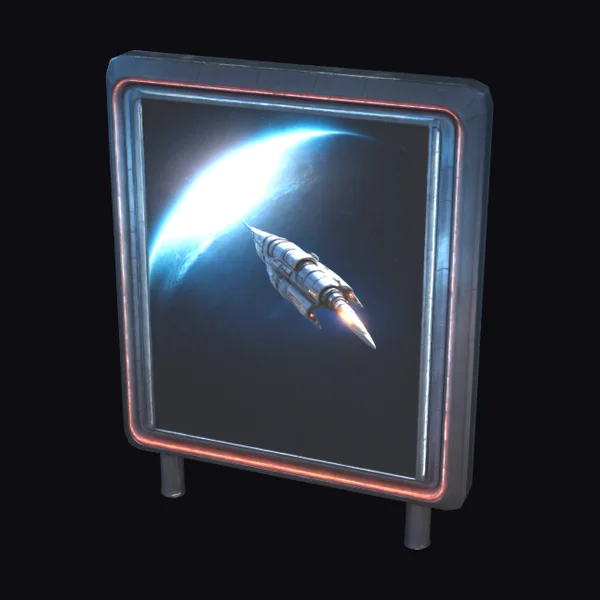 Spacecraft on Futuristic Screen
