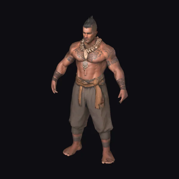 Tattooed Warrior Standing Tall