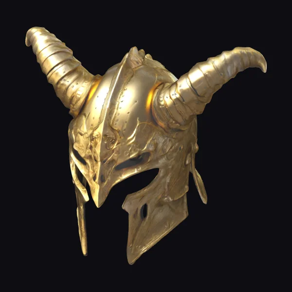 Golden Demonic Horned Helmet