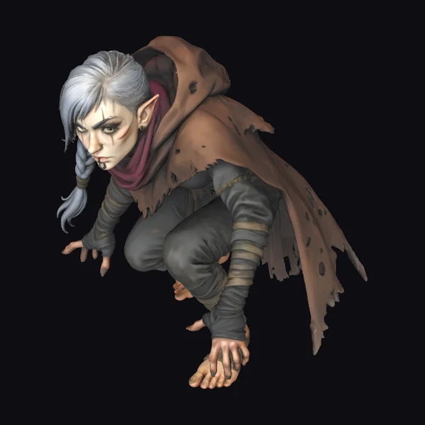 Crouching Elf Scout Girl