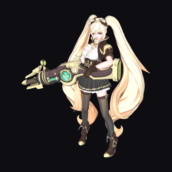 Blonde Steampunk Female Gunner